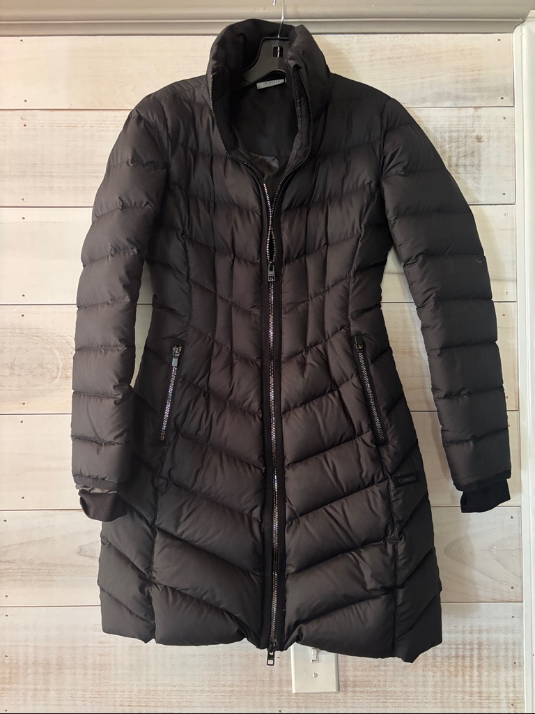Athleta Black Midi Quilted Puffer Coat